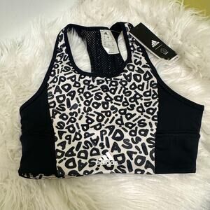 Adidas Farm Rio Aeroready Crop Top Sports Bra Graffiti Logo Print 3-Stripes XS